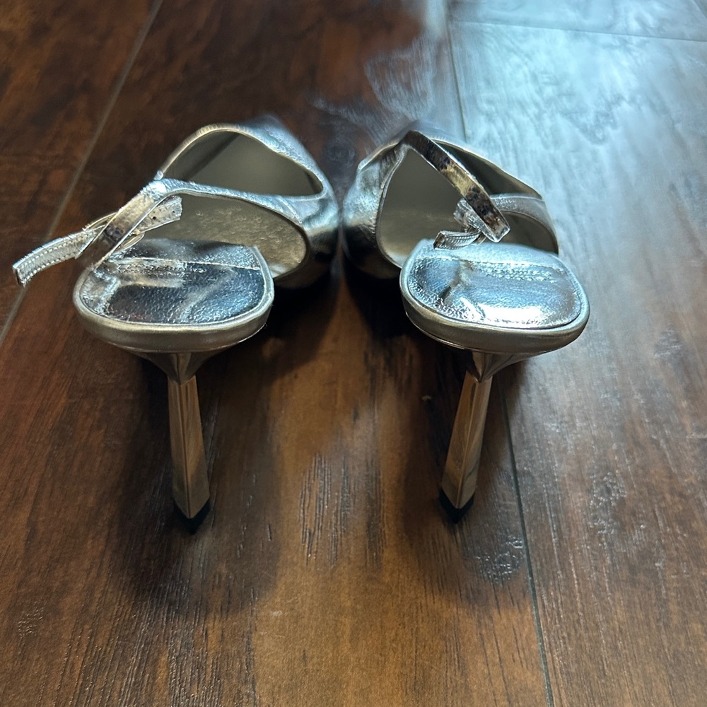 Jeffrey Campbell Silver Chrome Women's Slingback Heels Pumps 11 - Picture 7 of 7